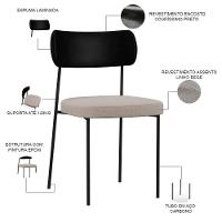 Kit 06 Cadeiras Para Sala De Jantar Melina L02 Preto Bege - 11