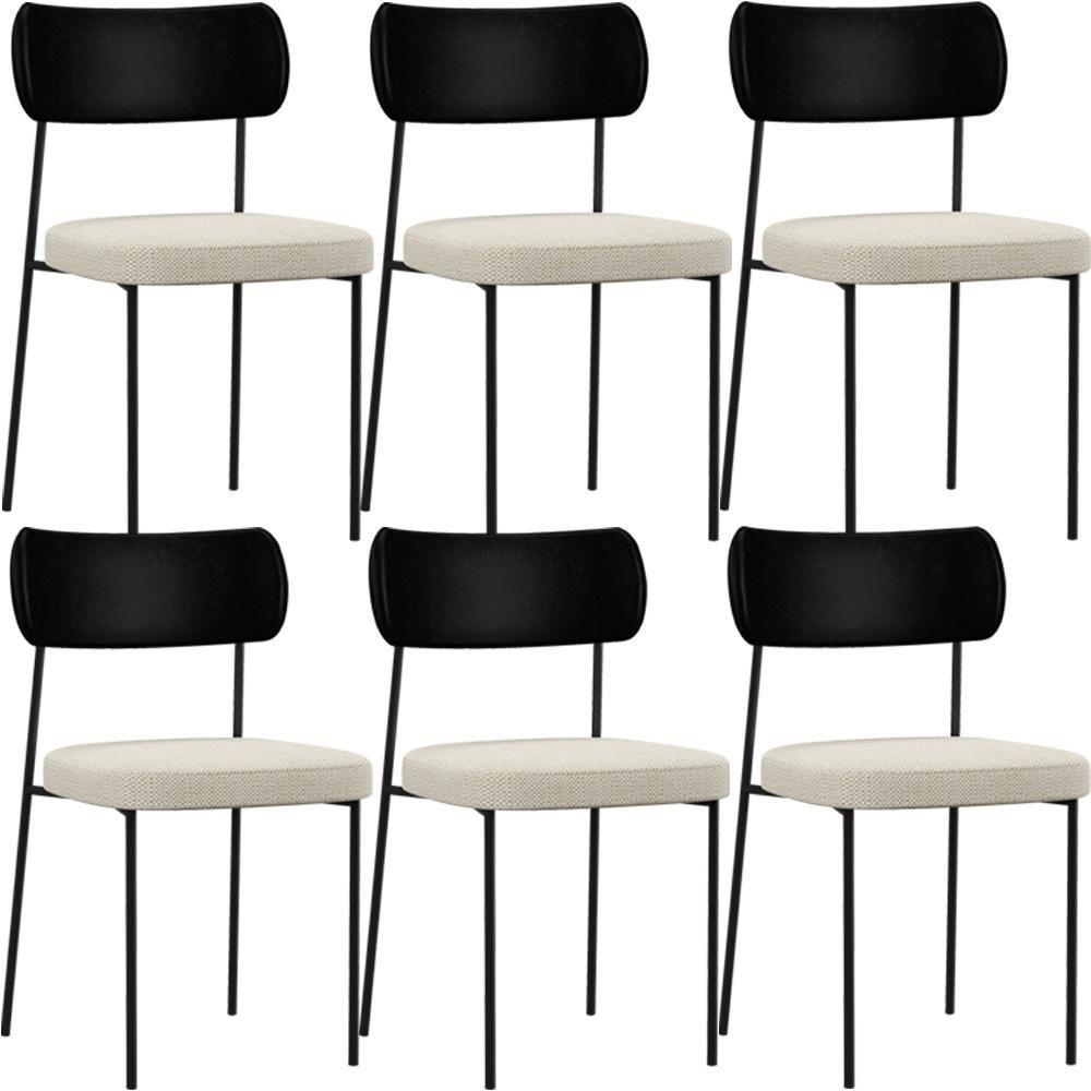 Kit 06 Cadeiras Para Sala De Jantar L02 Preto Champagne - 1