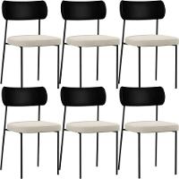 Kit 06 Cadeiras Para Sala De Jantar L02 Preto Champagne - 1