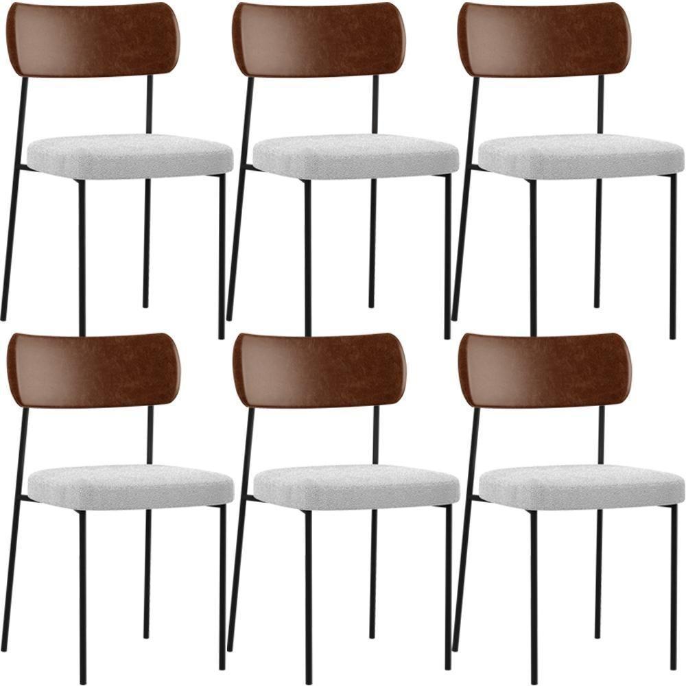 Kit 06 Cadeiras Para Sala De Jantar L02 Marrom Bouclê Cinza - 1