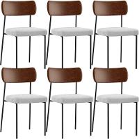 Kit 06 Cadeiras Para Sala De Jantar L02 Marrom Bouclê Cinza - 1