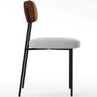 Kit 06 Cadeiras Para Sala De Jantar L02 Marrom Bouclê Cinza