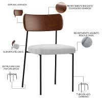 Kit 06 Cadeiras Para Sala De Jantar L02 Marrom Bouclê Cinza - 6