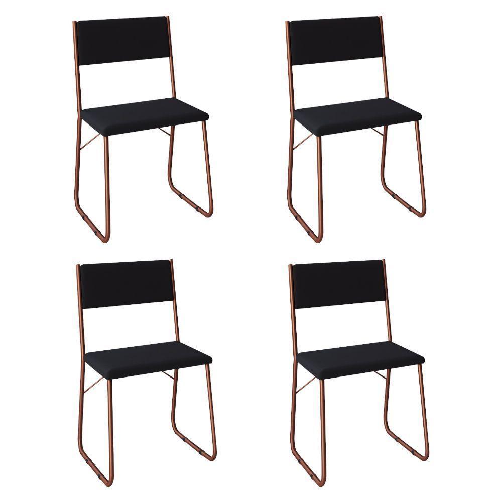 Kit 4 Cadeiras De Jantar Estofadas Angra - Cobre E Preta - Cor: Marrom - 1