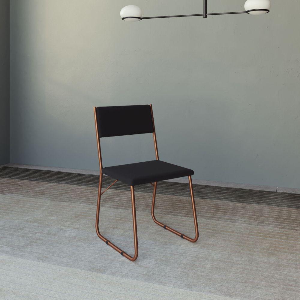 Kit 4 Cadeiras De Jantar Estofadas Angra - Cobre E Preta - Cor: Marrom - 4