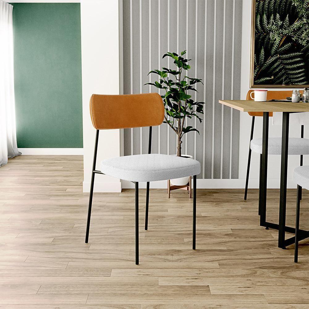 Kit 04 Cadeiras Para Sala De Jantar L02 Whisky Bouclê Cinza - 7