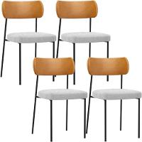 Kit 04 Cadeiras Para Sala De Jantar L02 Whisky Bouclê Cinza - 1