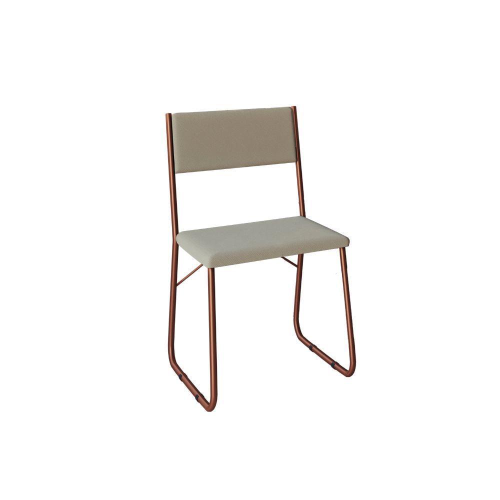 Kit 6 Cadeiras De Jantar Estofadas Angra - Cobre E Bege - Cor: Marrom - 3