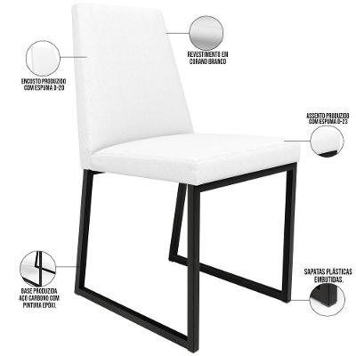Kit 06 Cadeiras Para Sala De Jantar L02 Corano Branco