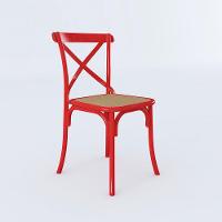 Kit 6 Cadeiras Katrina X Vermelha Assento Bege Aço Asturias - Cor: Vermelho