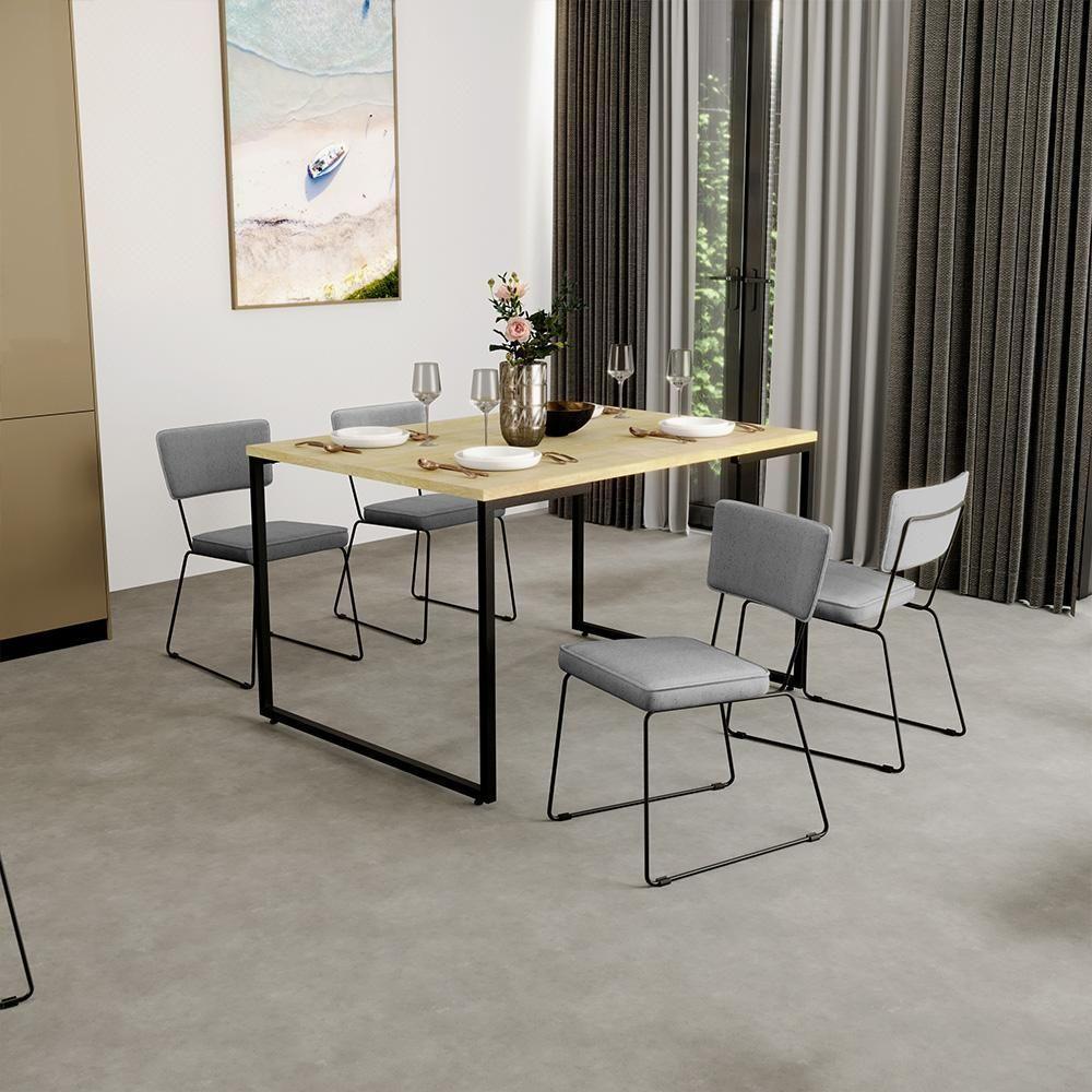 Kit 6 Cadeiras Estofada Para Sala De Jantar Base Aço Cinza - 10