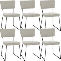 Kit 06 Cadeiras Base De Aço Allana L02 Bouclê Creme - 1