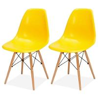 Kit 2 Cadeiras Eiffel Charles Eames Amarelo Com Pés Madeira - 1