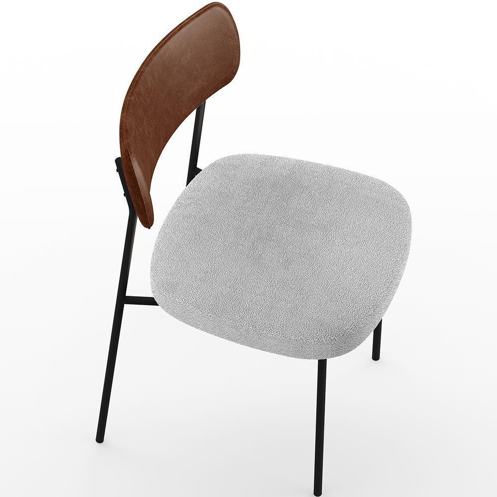 Kit 04 Cadeiras Para Sala De Jantar L02 Marrom Bouclê Cinza - 2