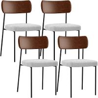 Kit 04 Cadeiras Para Sala De Jantar L02 Marrom Bouclê Cinza - 1