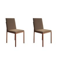 Kit 2 Cadeiras De Jantar Estofadas Mônaco Base Cobre Veludo Marrom - Cor: Preto - 1