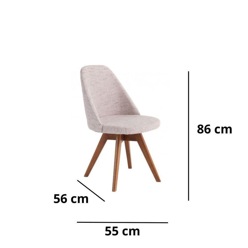 Kit 5 Cadeiras Giratória Para Sala De Jantar-Linho Bege - 3