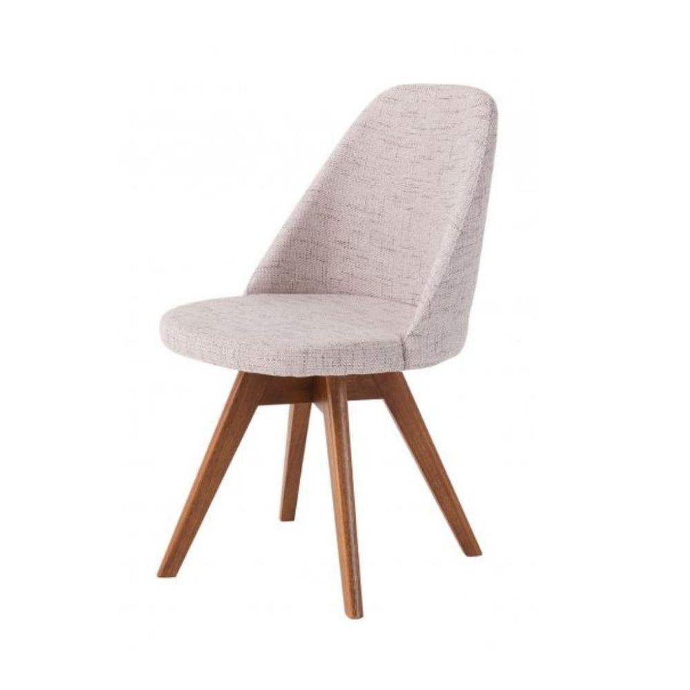 Kit 5 Cadeiras Giratória Para Sala De Jantar-Linho Bege - 4