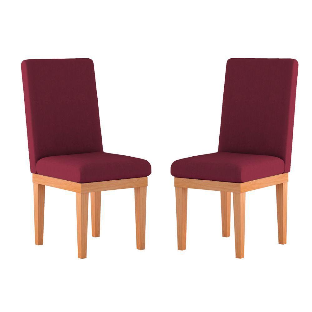 Kit 2 Cadeiras Estofadas Para Mesa De Jantar - Balaqui Decor Cor:marsala - 1