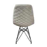 Kit 2 Cadeiras Jantar Estofadas Nude Eiffel Eames Base Ferro Preto - Cor: Marrom - 3