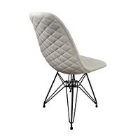 Kit 2 Cadeiras Jantar Estofadas Nude Eiffel Eames Base Ferro Preto - Cor: Marrom