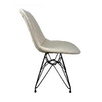 Kit 4 Cadeiras Jantar Estofadas Nude Eiffel Eames Base Ferro Preto - Cor: Marrom - 5