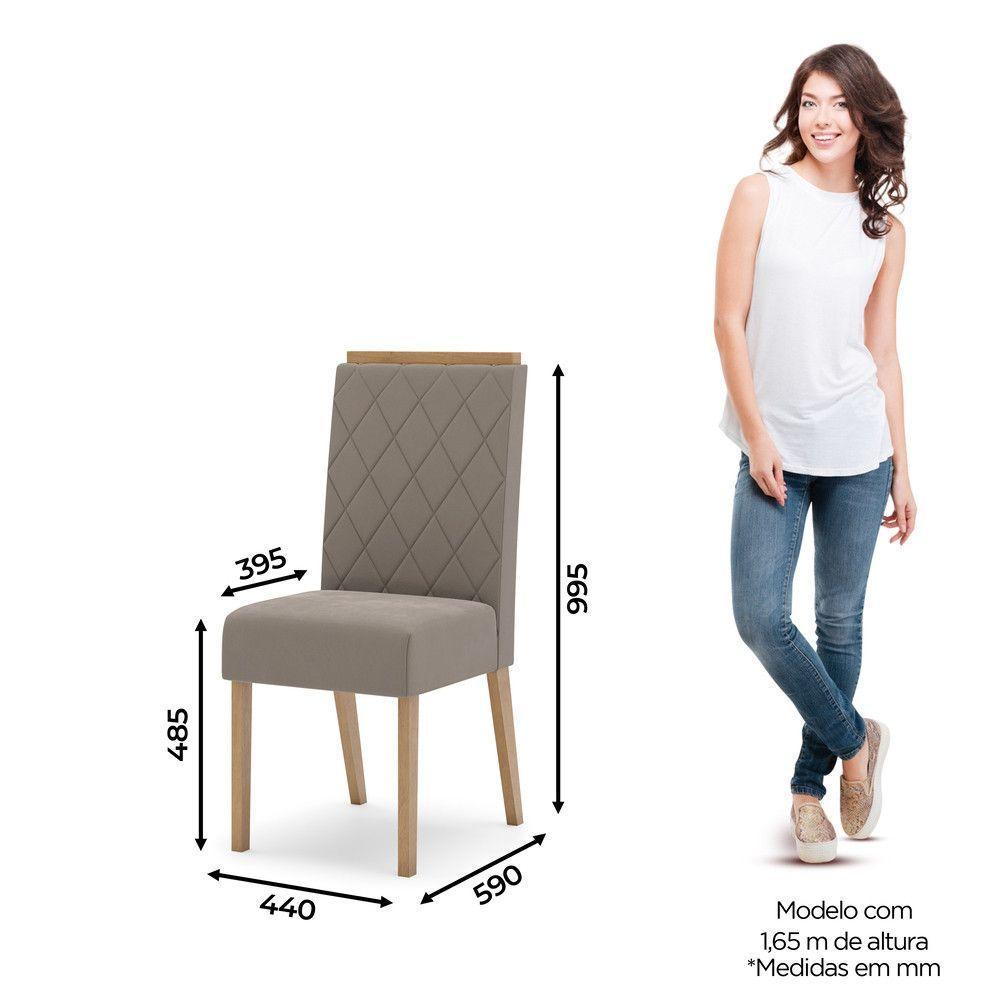 Conjunto 2 Cadeiras Estofadas Com Pés Em Madeira Nina Henn Nature Com Marrom Amêndoa - 6