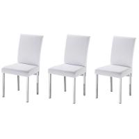 Kit 3 Cadeiras Para Sala De Jantar-Assento Sintético Branco - 1