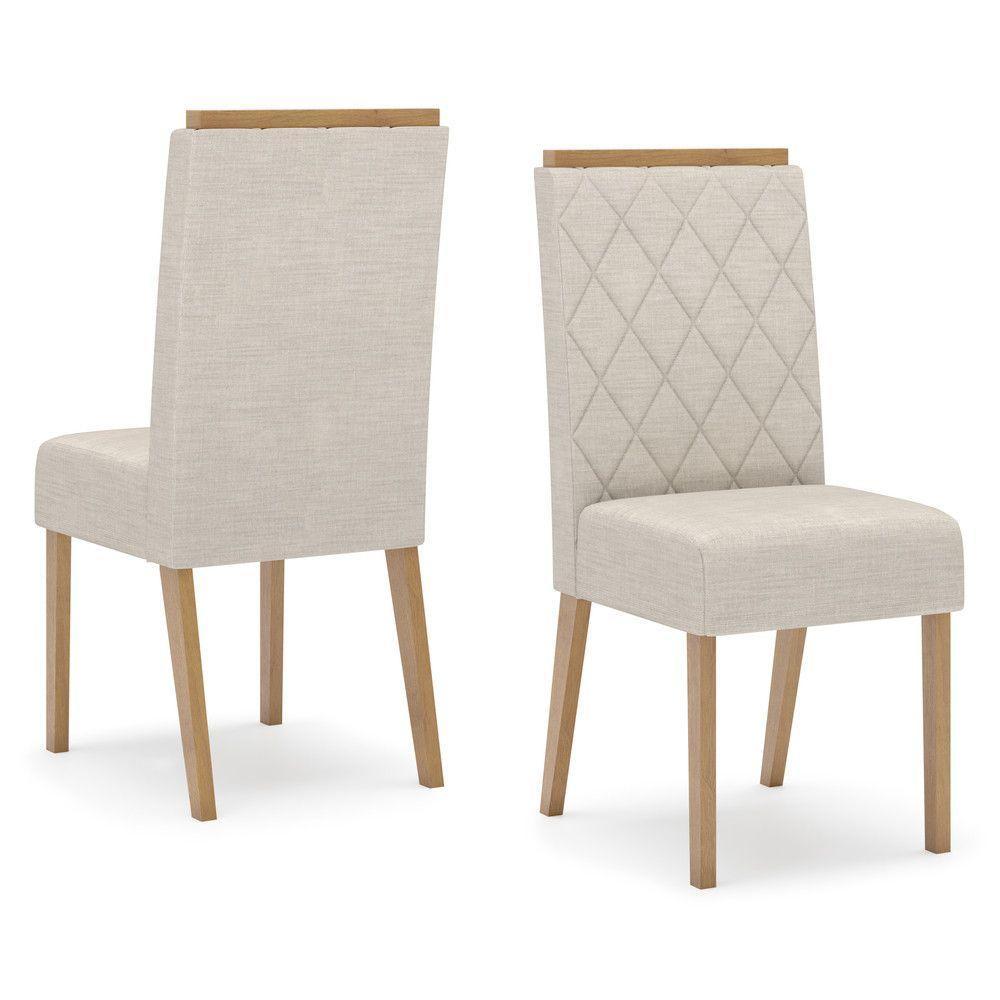 Conjunto 2 Cadeiras Estofadas Com Pés Em Madeira Nina Henn Nature Com Linho - 1