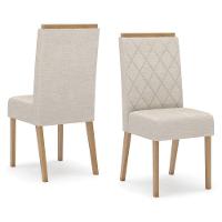 Conjunto 2 Cadeiras Estofadas Com Pés Em Madeira Nina Henn Nature Com Linho - 1