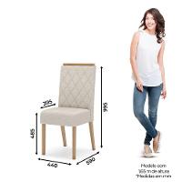 Conjunto 2 Cadeiras Estofadas Com Pés Em Madeira Nina Henn Nature Com Linho - 3