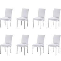 Kit 8 Cadeiras Para Sala De Jantar-Assento Sintético Branco - 1
