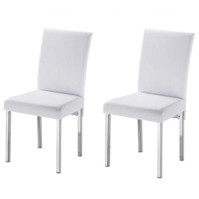 Kit 2 Cadeiras Para Sala De Jantar-Assento Sintético Branco
