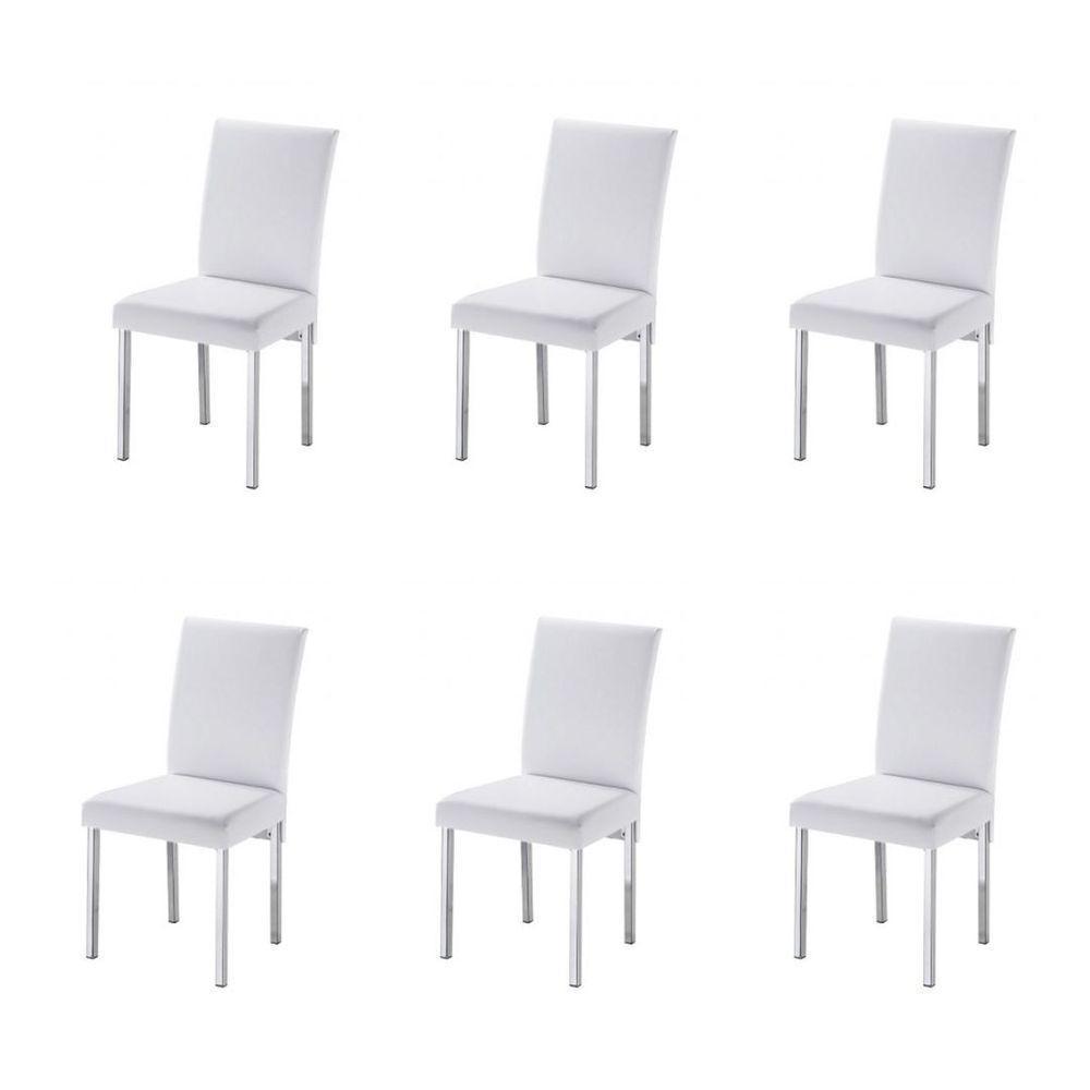 Kit 6 Cadeiras Para Sala De Jantar-Assento Sintético Branco - 1
