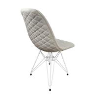 Kit 2 Cadeiras Jantar Estofadas Nude Eiffel Eames Base Ferro Branco - Cor: Marrom - 3