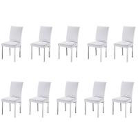 Kit 10 Cadeiras Para Sala De Jantar-Assento Sintético Branco - 1