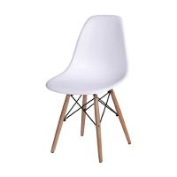Kit 2 Cadeiras Jantar Eames Eiffel Pés De Madeira Com Assento Branco - Cor: Marrom - 3