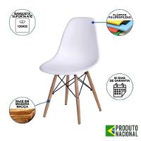 Cadeira Jantar Eames Eiffel Pés De Madeira Com Assento Branco - 5