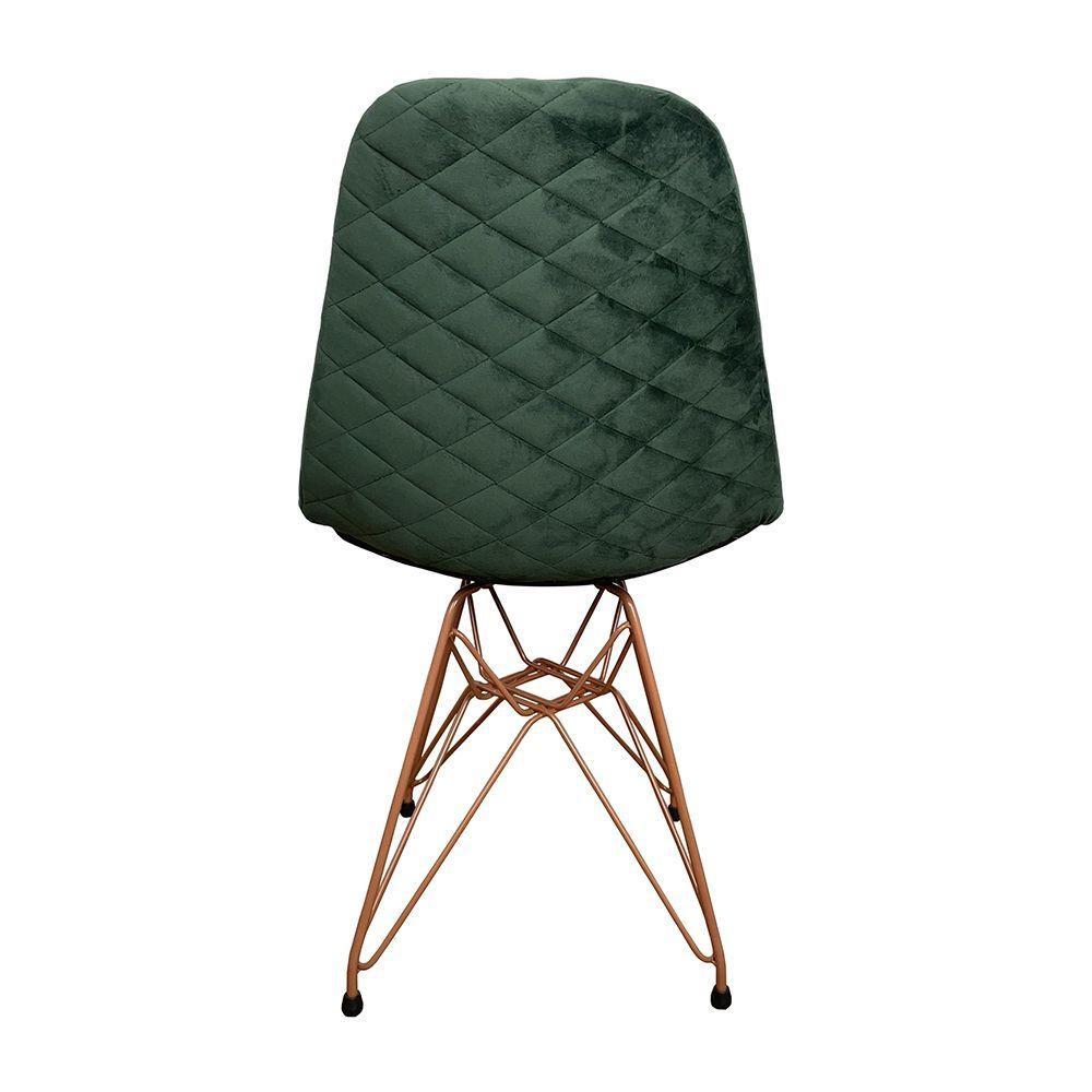 Kit 2 Cadeiras Jantar Estofadas Verde Eiffel Eames Base Cobre - Cor: Marrom - 11