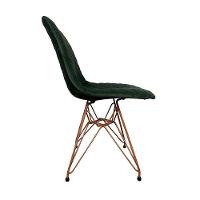 Kit 2 Cadeiras Jantar Estofadas Verde Eiffel Eames Base Cobre - Cor: Marrom - 19