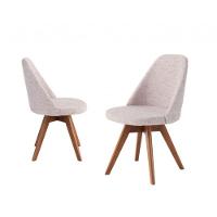 Kit 2 Cadeiras Giratória Para Sala De Jantar-Linho Bege - 1