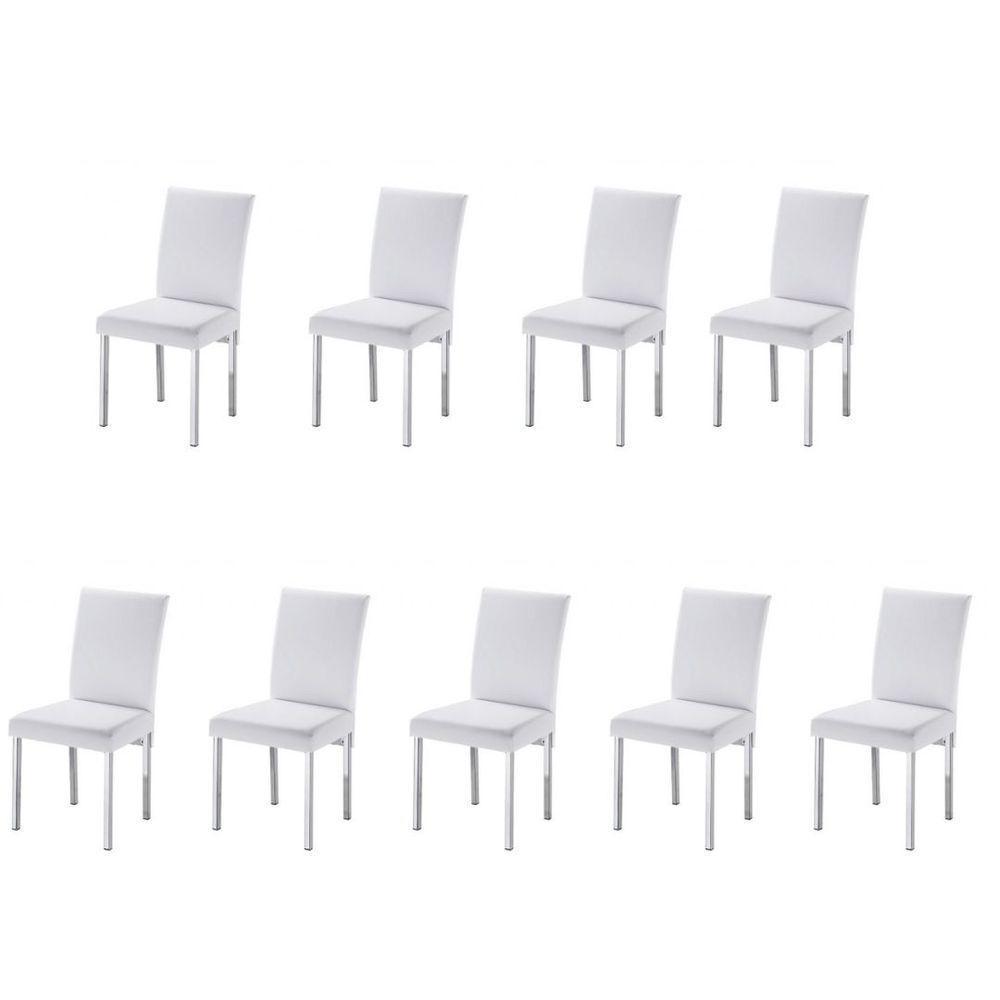 Kit 9 Cadeira Para Sala De Jantar-Assento Sintético Branco - 1