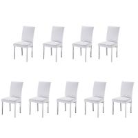 Kit 9 Cadeira Para Sala De Jantar-Assento Sintético Branco - 1
