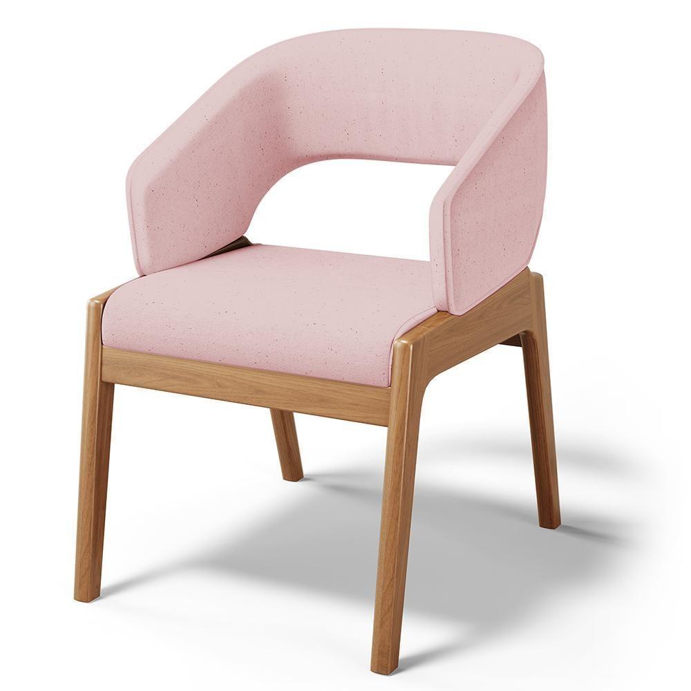 Cadeira De Jantar E Estar Living Estofada Lince L02 Linho Rosê - Lyam Decor - 1