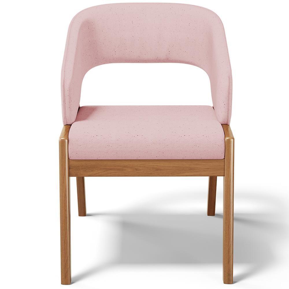 Cadeira De Jantar E Estar Living Estofada Lince L02 Linho Rosê - Lyam Decor - 4