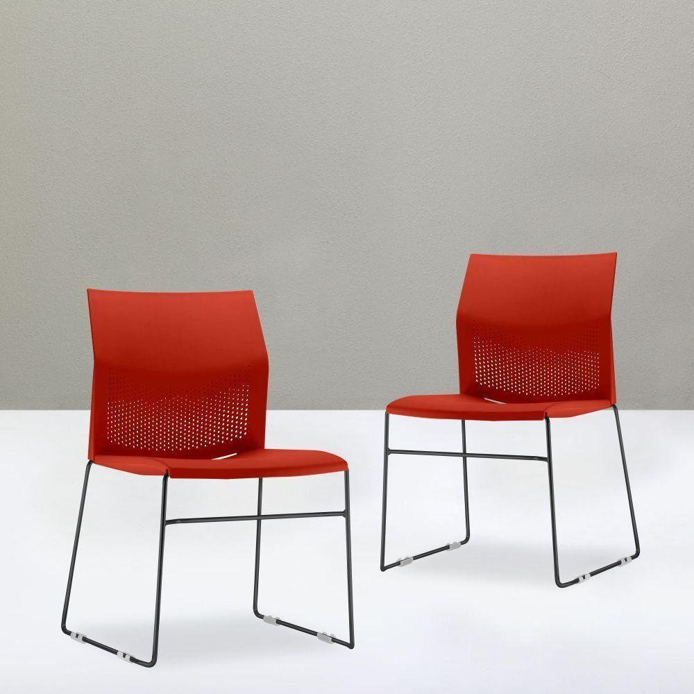 Kit 04 Cadeiras Empilhável Connect F02 Vermelho - 4