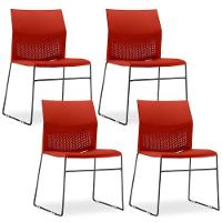 Kit 04 Cadeiras Empilhável Connect F02 Vermelho - 1