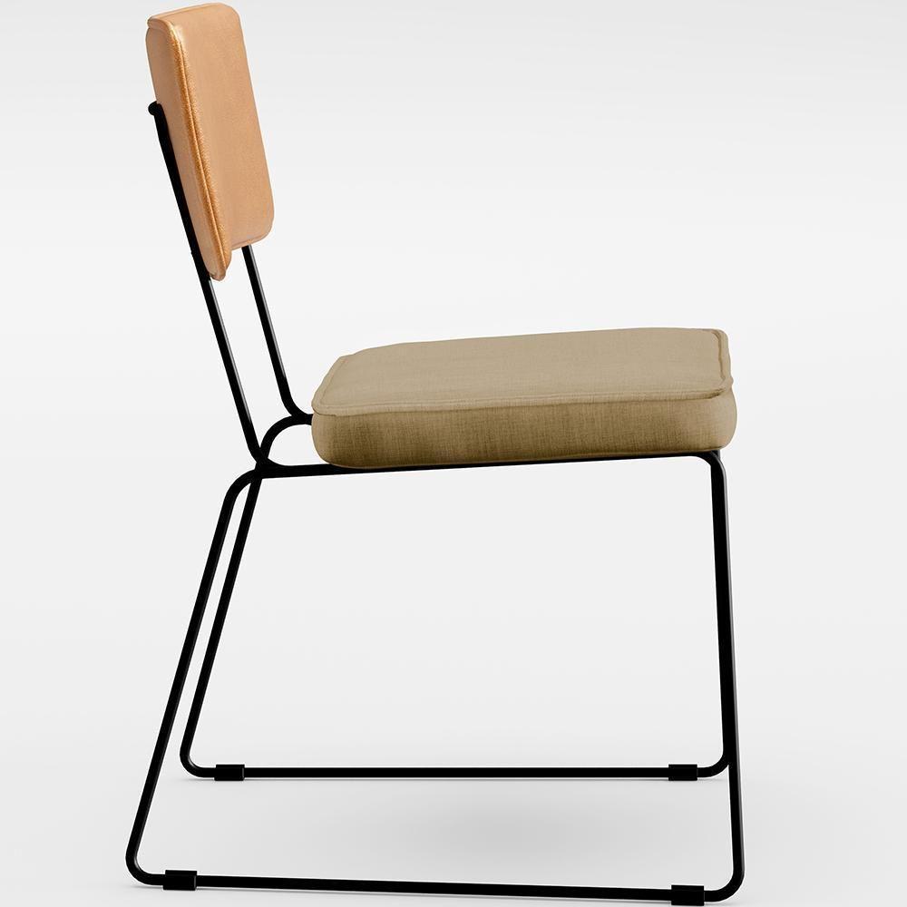 Kit 02 Cadeiras L02 Couríssimo Whisky Linho Bege Escuro - 4