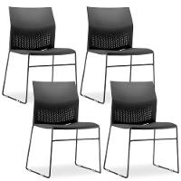 Kit 04 Cadeiras Empilhável Connect F02 Preto - 1
