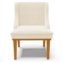 Kit 4 Cadeiras Decorativas Sala De Jantar Base Fixa De Madeira Firenze Veludo Bege/castanho G19